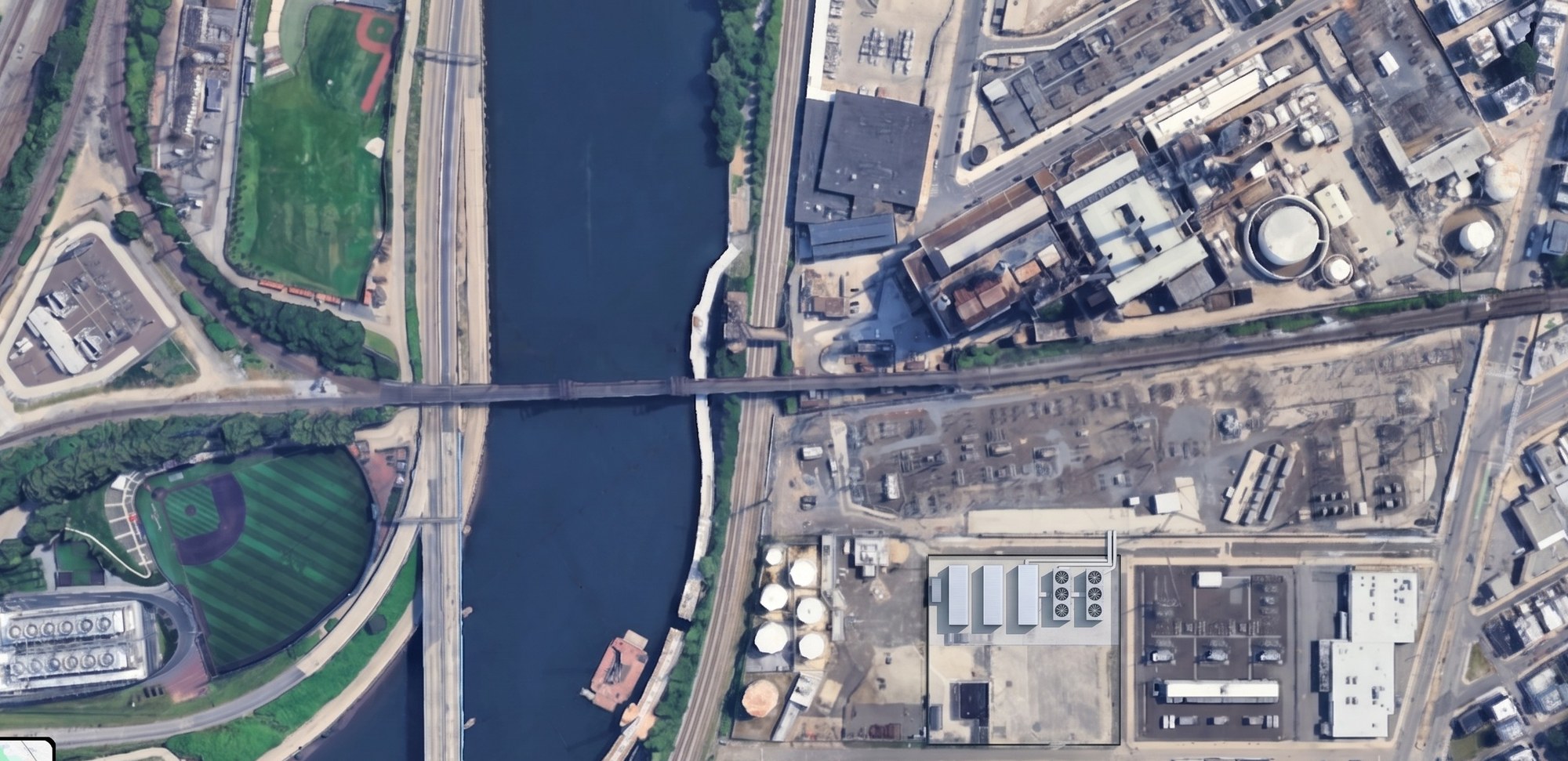 Aerial view of the Philadelphia site with the pilot compound in place.